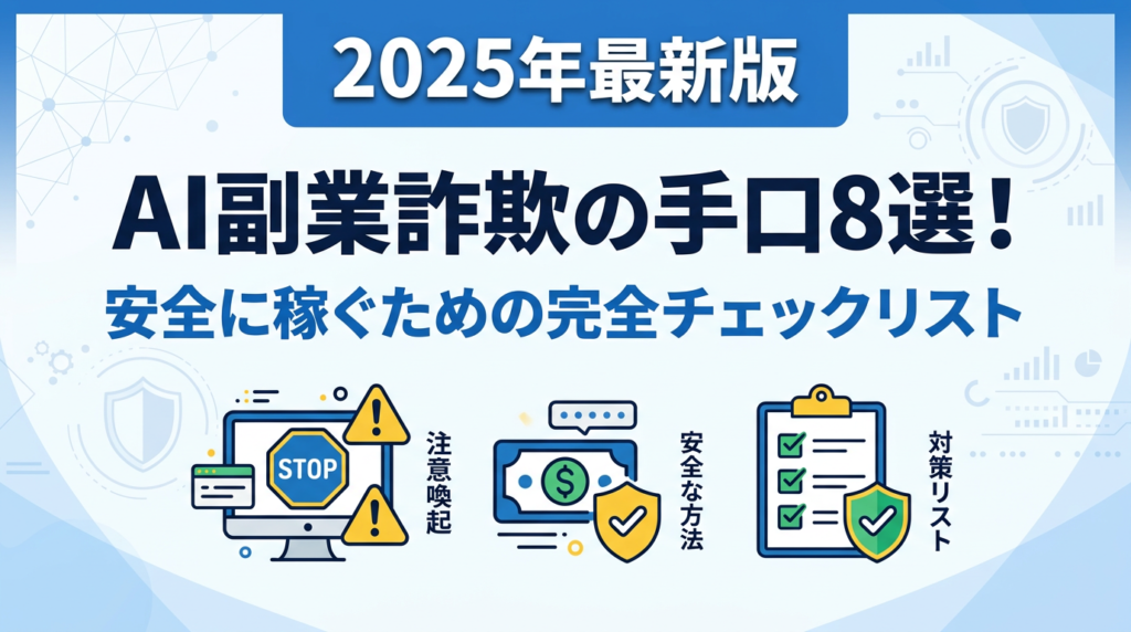 2025年最新版 AI副業詐欺の手口8選！安全に稼ぐための完全チェックリスト
